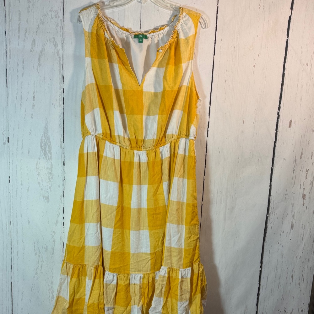 dip Yellow and White Plaid Maxi Dress
